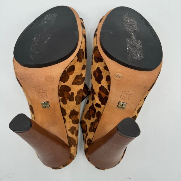BCBGmaxazria leopard print hair suede open toe mules sz 10 - Picture 5 of 5